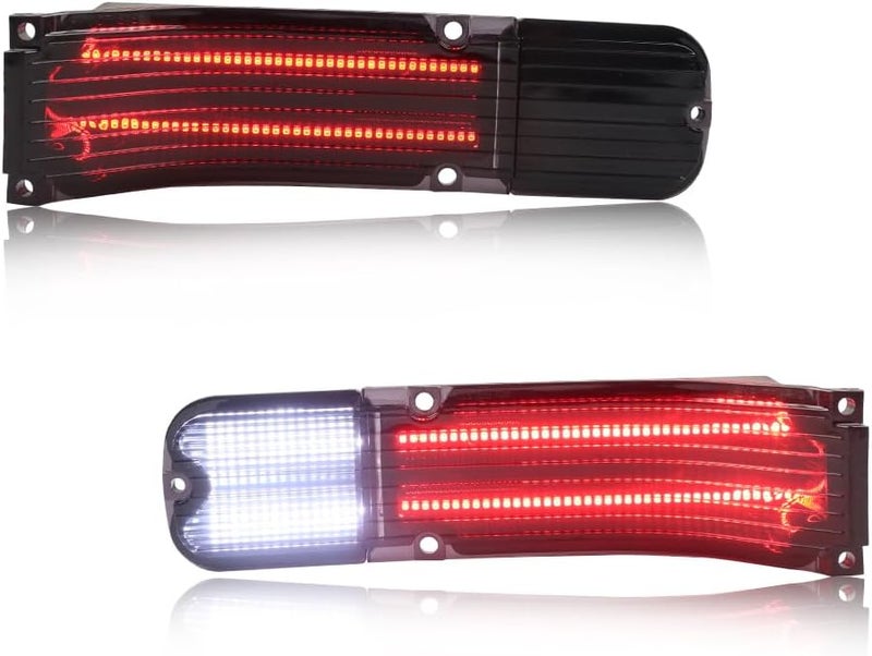 MOTRUM Tail Light Compatible with Chevy Chevelle 1966, [DOT] [IP67 Waterproof] Red LED Taillight Lamps, White Backup Reverse Lights, Replace OEM #CH-TL/RL-66, 1 Pair, Smoked Lens - Image 1